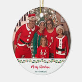 Kerstpyjama's Challenge Family Foto Keramisch Ornament (Links)