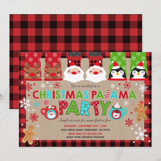 kerstpyjama's Feitelijke feestdag Kaart (Voorkant / Achterkant)