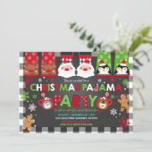 Kerstpyjama's Party Uitnodiging Vakantie Pyjama's (Staand voorkant)