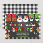Kerstpyjama's Party Uitnodiging Vakantie Pyjama's (Voorkant / Achterkant)