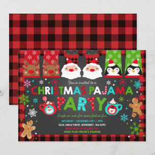 Kerstpyjama's Party Uitnodiging Vakantie Pyjama's