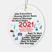 Kerstquarantaine, 2021 een jaar om te onthouden keramisch ornament (Links)