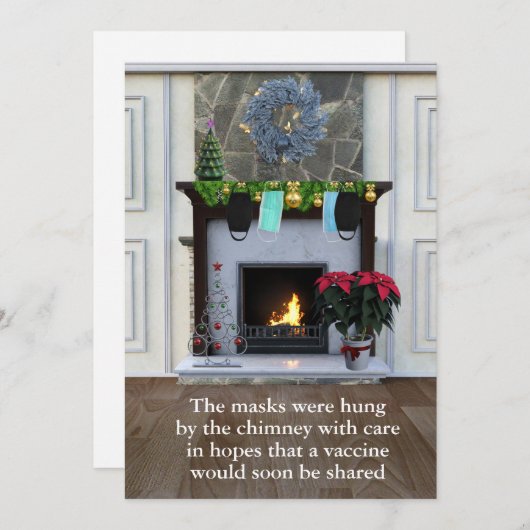 Kerstquarantaine-maskers Chimney Funny Holiday Feestdagenkaart (Voorkant / Achterkant)