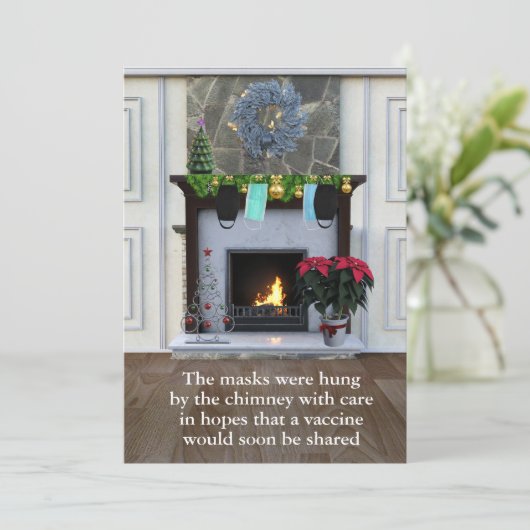 Kerstquarantaine-maskers Chimney Funny Holiday Feestdagenkaart (Staand voorkant)