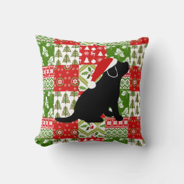 Kerstquilt Black Labrador Puppy Pillow Kussen
