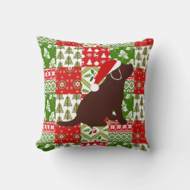 Kerstquilt Chocolade Labrador Puppy Pillow Kussen