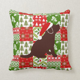 Kerstquilt Chocolade Labrador Puppy Pillow Kussen