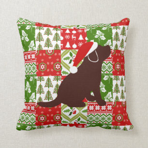 Kerstquilt Chocolade Labrador Puppy Pillow Kussen