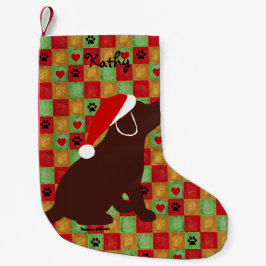 Kerstquilt Chocolate Labrador Puppy Kleine Kerstsok