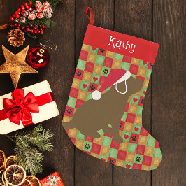 Kerstquilt Chocolate Labrador Puppy Kleine Kerstsok