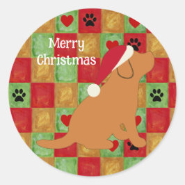 Kerstquilt Fox Red Labrador Puppy Ronde Sticker