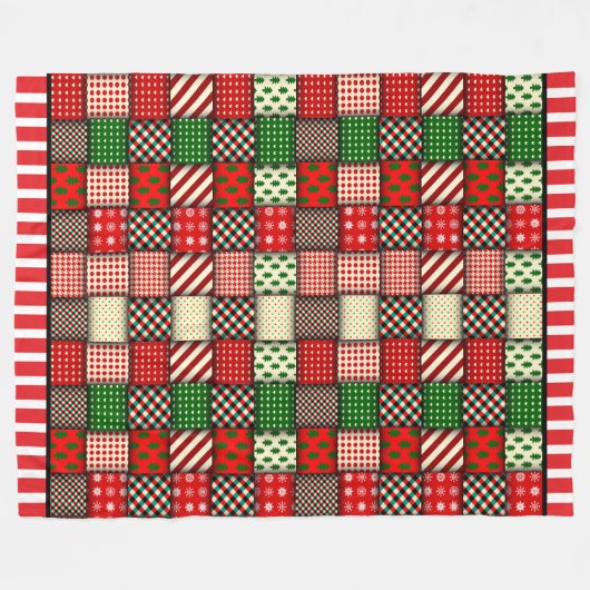 Kerstquilt Plaid Fleece Deken (Voorkant (Horizontaal))