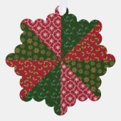 Kerstquilt stijl Holly Sneeuwvlokken Ornament Kaart (Voorkant)