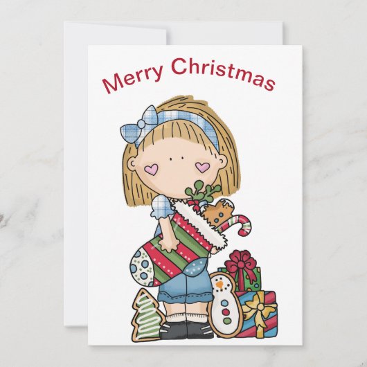 Kerstraag met een stocking-feestdag feestdagenkaart (Voorkant)