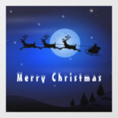 Kerstraam met kerstman en rendieren raamsticker (Vel)