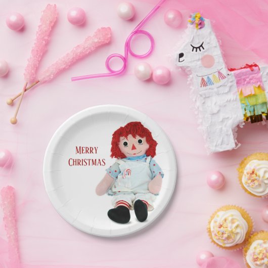 Kerstraap Doll met snoepriet Papieren Bordje (Feest)