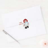 Kerstraap Doll met snoepriet Ronde Sticker (Envelop)