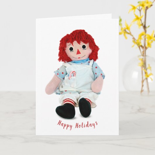 Kerstraap Doll met snoepsuikerriet Kaart (Gele Bloem)