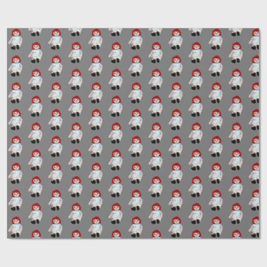 Kerstraap Doll op grijs Cadeaupapier (Vlak)