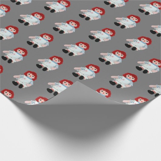 Kerstraap Doll op grijs Cadeaupapier (Hoek)