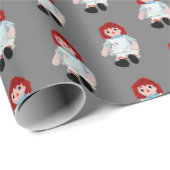 Kerstraap Doll op grijs Cadeaupapier (Rol Hoek)