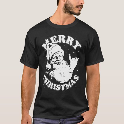 Kerstraap Santa Shaka-Surf T-shirt (Voorkant)