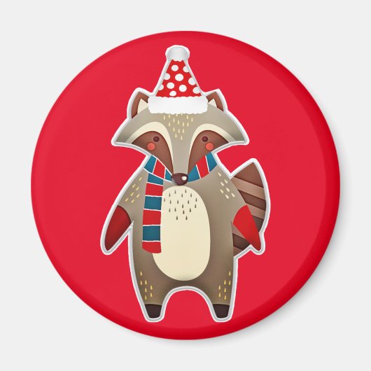 kerstraccoon magnet (Voorkant)