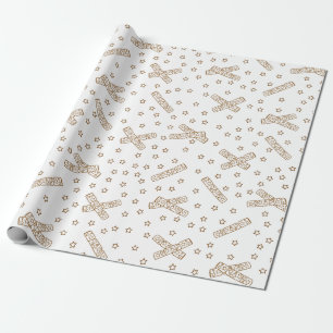 Kerstrackers Gold Toile Cadeaupapier