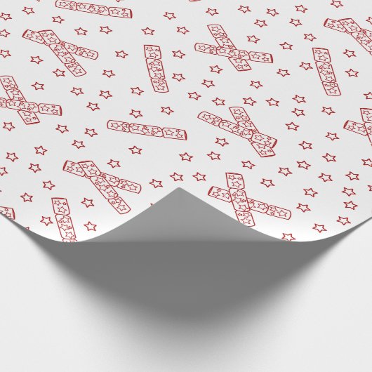 Kerstrackers Red Toile Cadeaupapier (Hoek)