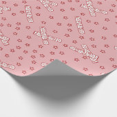 Kerstrackers Rode Toile op Roze Cadeaupapier (Hoek)