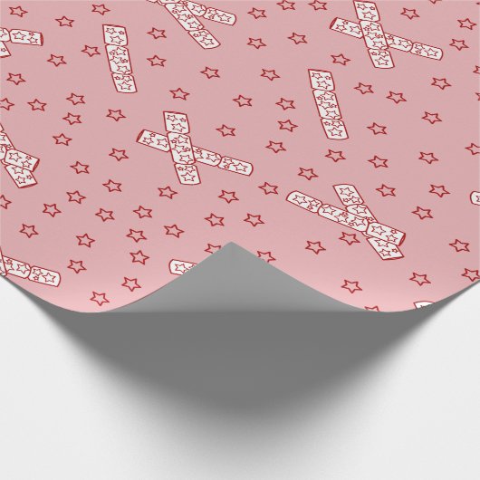 Kerstrackers Rode Toile op Roze Cadeaupapier (Hoek)