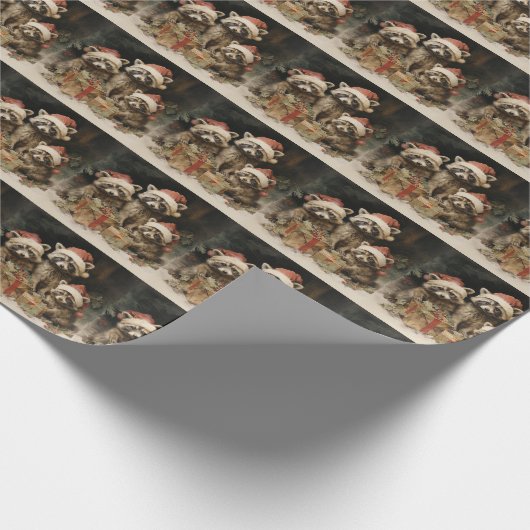 Kerstracons met kerstmutsen cadeaupapier (Hoek)