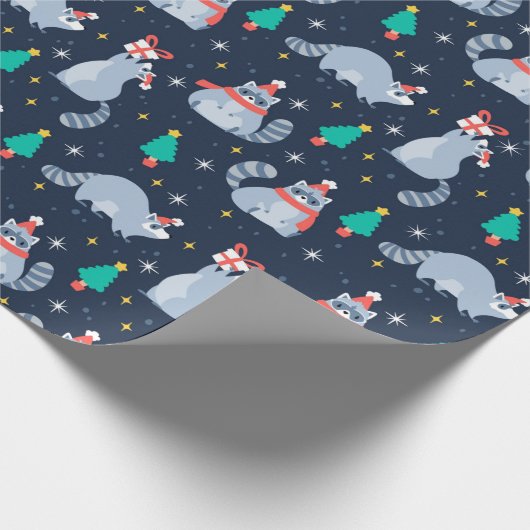 Kerstracoons Cadeaupapier (Hoek)