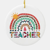 Kerstrainbooglicht voor leraren keramisch ornament (Achterkant)
