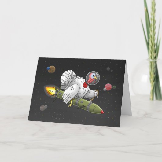 Kerstraketkalkoen Bedankkaart (Voorkant)
