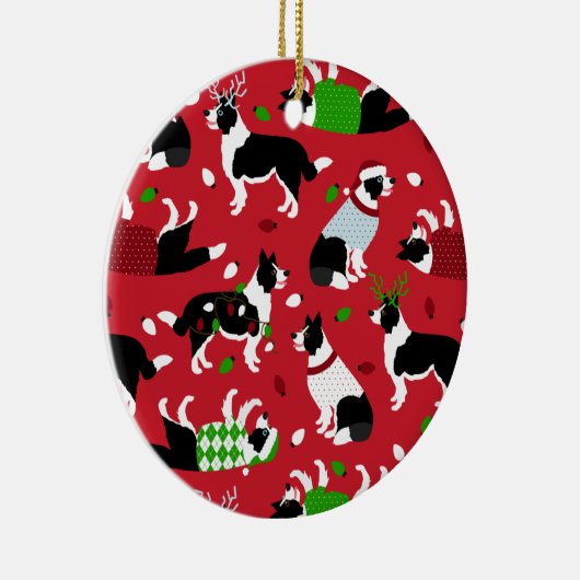 kerstrand collie keramisch ornament (Rechts)