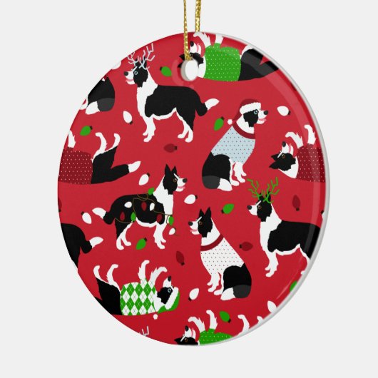 kerstrand collie keramisch ornament (Links)