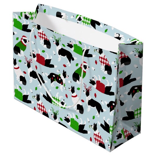 Kerstrand Collie Large Gift Bag Groot Cadeauzakje (Achterkant Gekanteld)