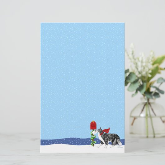 Kerstrand Collie Mail Briefpapier (Staand voorkant)