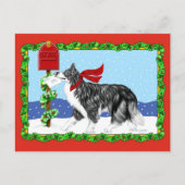 Kerstrand Collie Mail Feestdagenkaart (Voorkant)