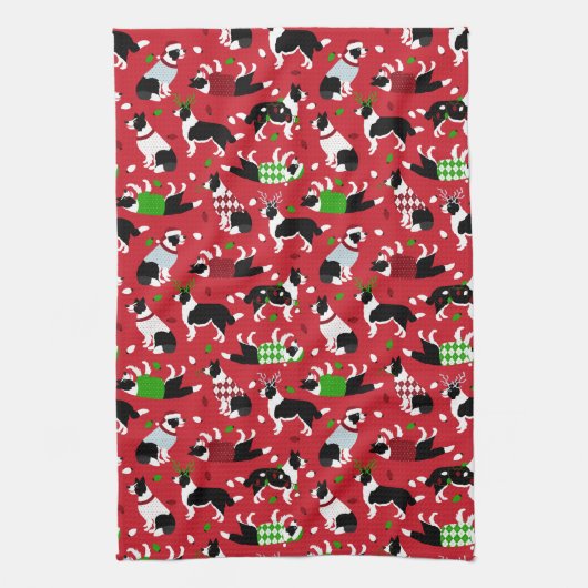 kerstrand collie theedoek (Verticaal)