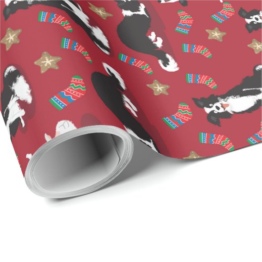 Kerstrand rood cadeaupapier (Rol Hoek)