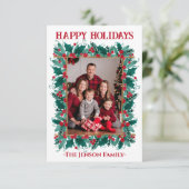 Kerstrand Wreatfoto kerstkaart Bedankkaart (Staand voorkant)