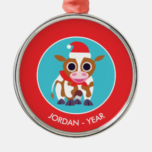 Kerstreba de Koe Metalen Ornament
