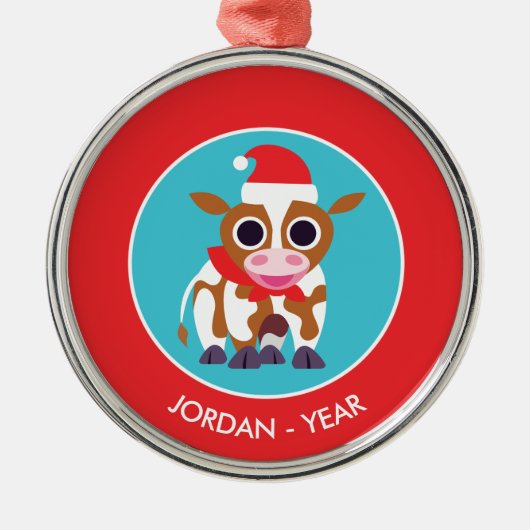 Kerstreba de Koe Metalen Ornament (Voorkant)