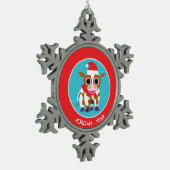 Kerstreba de Koe Tin Sneeuwvlok Ornament (Links)