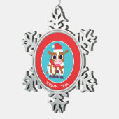 Kerstreba de Koe Tin Sneeuwvlok Ornament (Rechts)