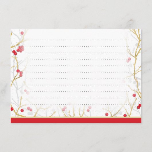 Kerstrecept Kaarten Snowy Winterberries (Achterkant)