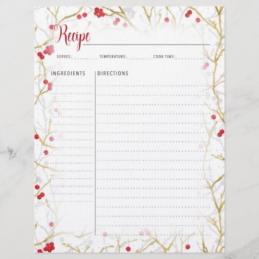 Kerstrecept Multomap Insert 8.5 "x 11" Briefhoofd (Voorkant)