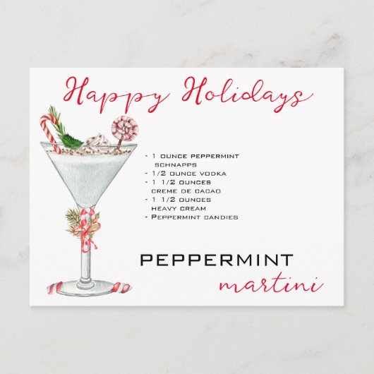 kerstrecept voor Martini Cocktail Recipe Briefkaart (Voorkant)